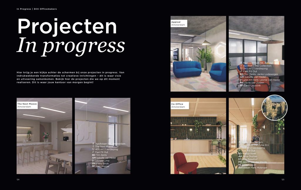 Portfolio projecten in progress Ditt. Officemakers portfolio 2024/2025